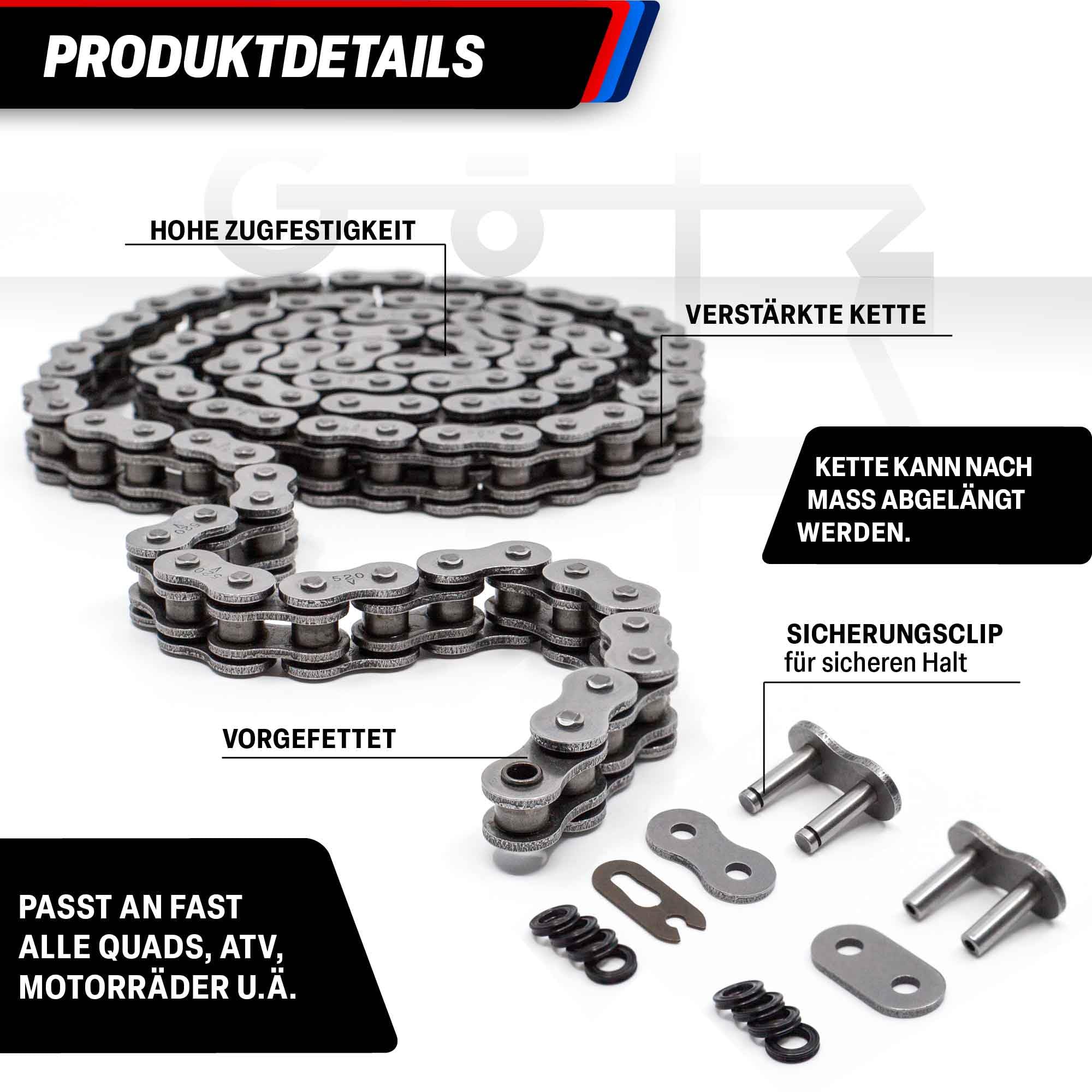 Kettensatz X-Ring Kette für Masai A450 verstärkt Max Speed mit 2x Kennenschlösser 1x Nietschloss 1x Clipschloss