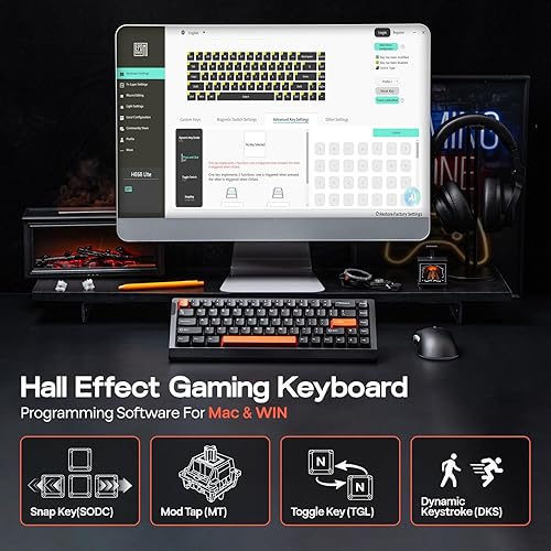 Miniatura 3 de EPOMAKER HE68 Lite - Teclado para juegos con efecto Hall, sondeo de 8k y tasa de escaneo de 128K, disparador ajustable de 0.000 in, latencia de