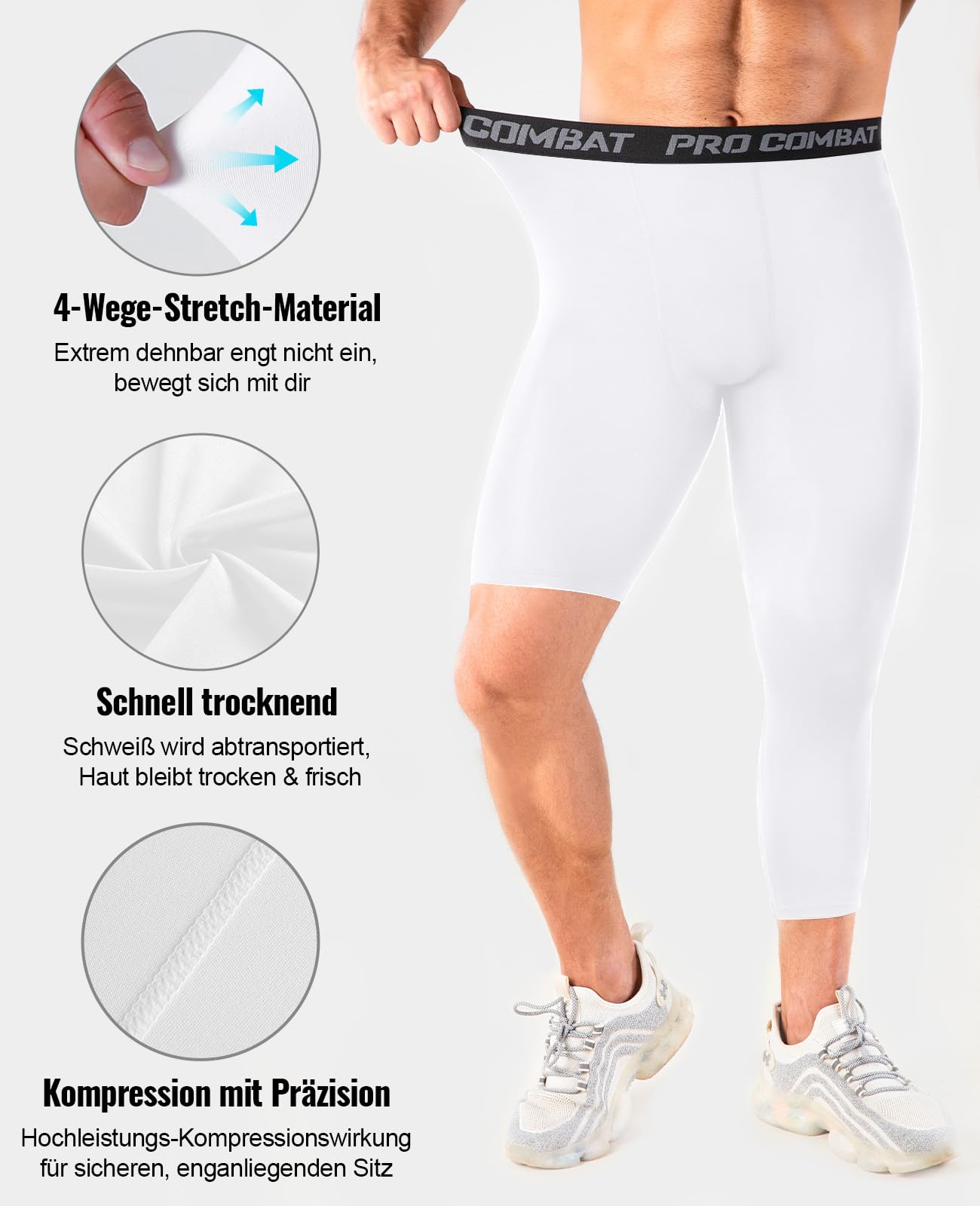 Pantalones de compresión para hombre Niksa 3/4 transpirables multideporte