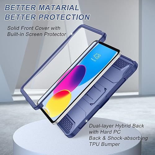 Miniatura 4 de Soke Funda para iPad de 10.9 pulgadas de 10.9 pulgadas 2022, con protector de pantalla integrado y soporte, funda protectora de cuerpo completo