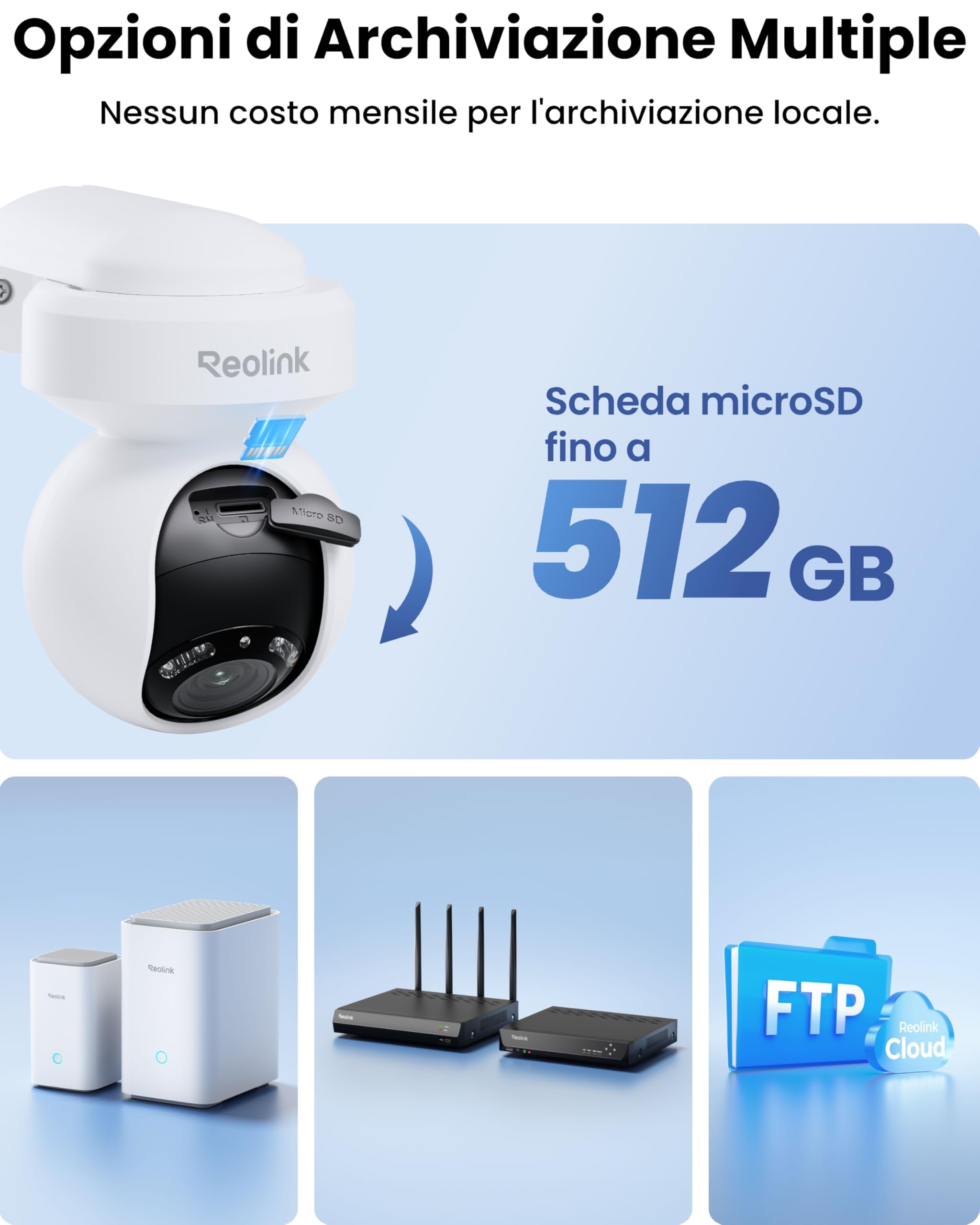 Reolink 4K PTZ Telecamera Wi-Fi Esterno/Interno con Auto-Tracking, Rilevamento Persone/Veicoli/Animali, Videocamera Sorveglianza Esterno Supporta Wi-Fi 6, Audio a 2 Vie, E1 Outdoor PRO
