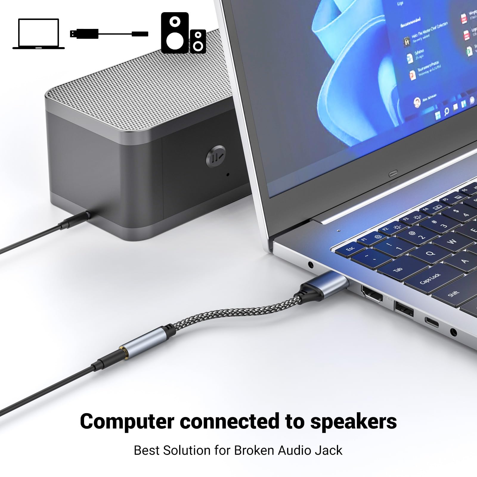 Adattatore USB A Jack 3,5 Mm Femmina – Scheda Audio Esterna HiFi Per PC, PS5 E Smartphone OTG, DAC Con Cavo Intrecciato