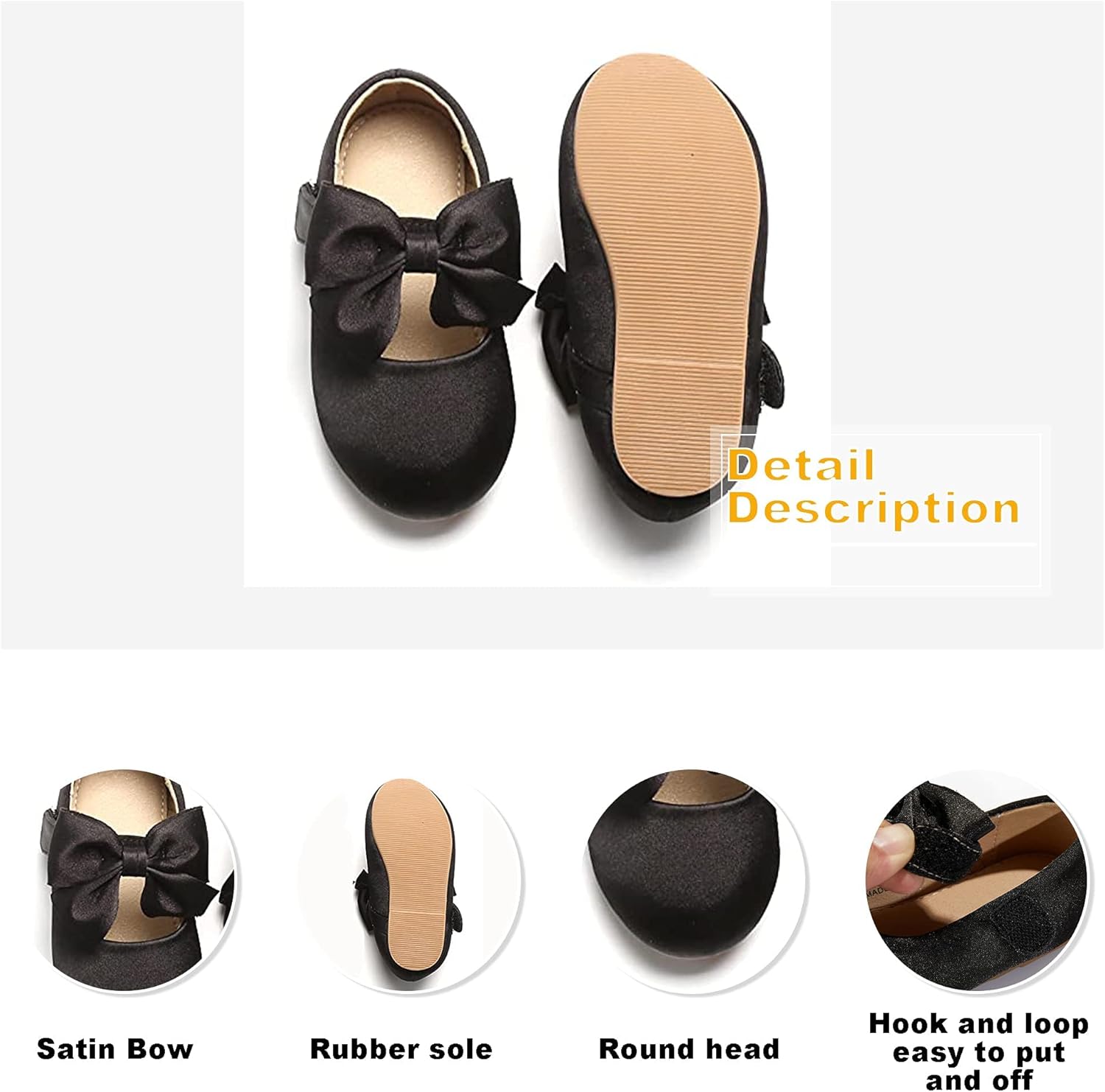 Otter MOMO Toddler/Little Girls Mary Jane Ballerina Flats Size 13 Shoes Slip-on School Party Dress Shoes 4.5 Toddler D755-black