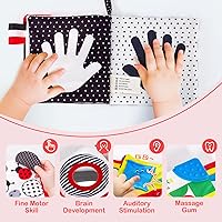 Vista 3 de hahaland Libros para bebés de 0 a 6 meses – 2 piezas de juguetes para bebés de 0 a 19.7 ft de tiempo boca abajo, juguetes para recién nacidos