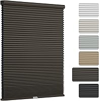 Vista 14 de Changshade Persianas Celulares Opacas, Persianas de Panal para Ventanas sin Cordón con Rieles de Aleación de Aluminio, Tela de Color Combinado