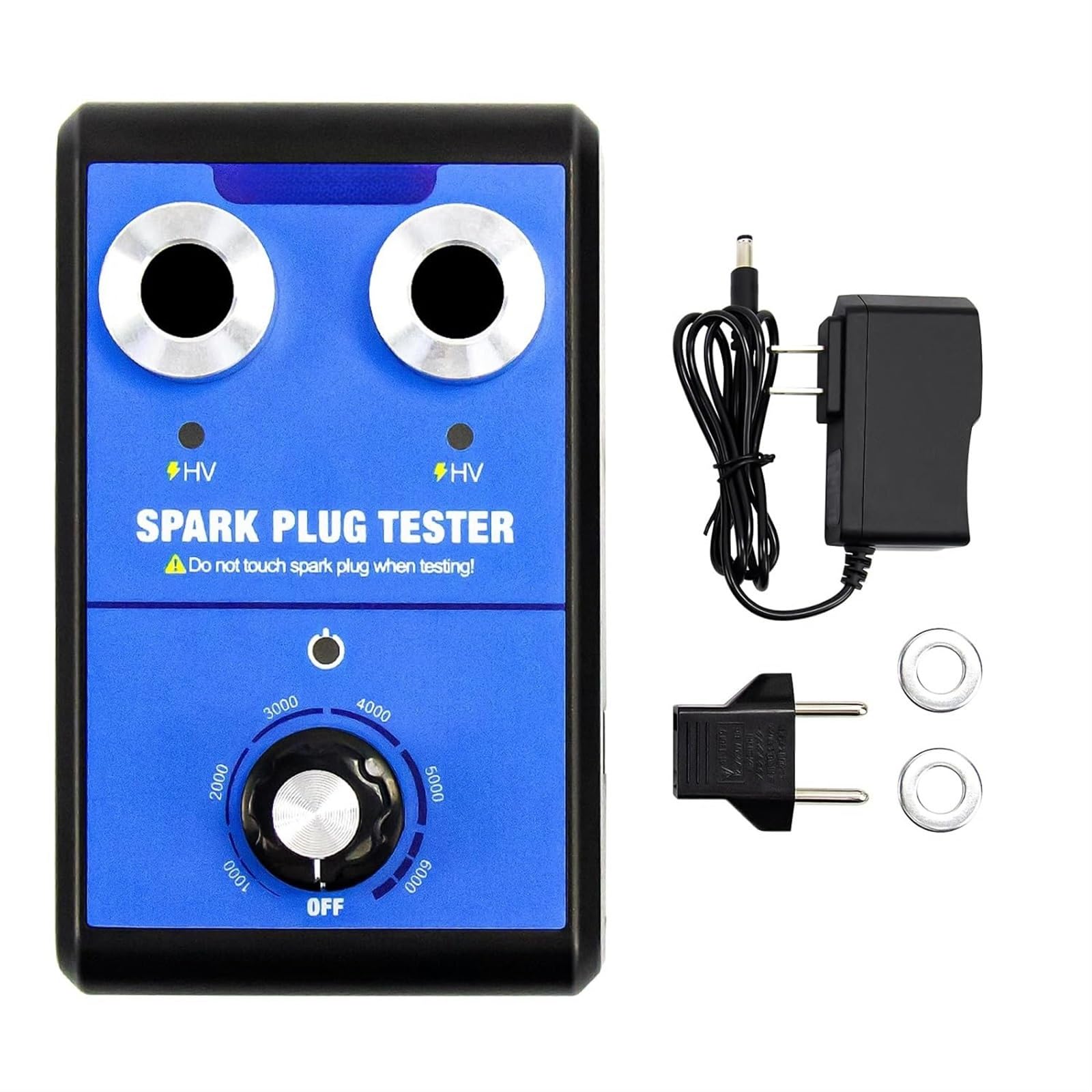 Spark Plug Tester, Dual Holes Automotive Engine Ignition Coil Tester 0 to 6000RPM Adjustable Working Frequency Car Motorcycle Spark Tester Tool for 12V Gasoline Vehicles Spark Plug Sock