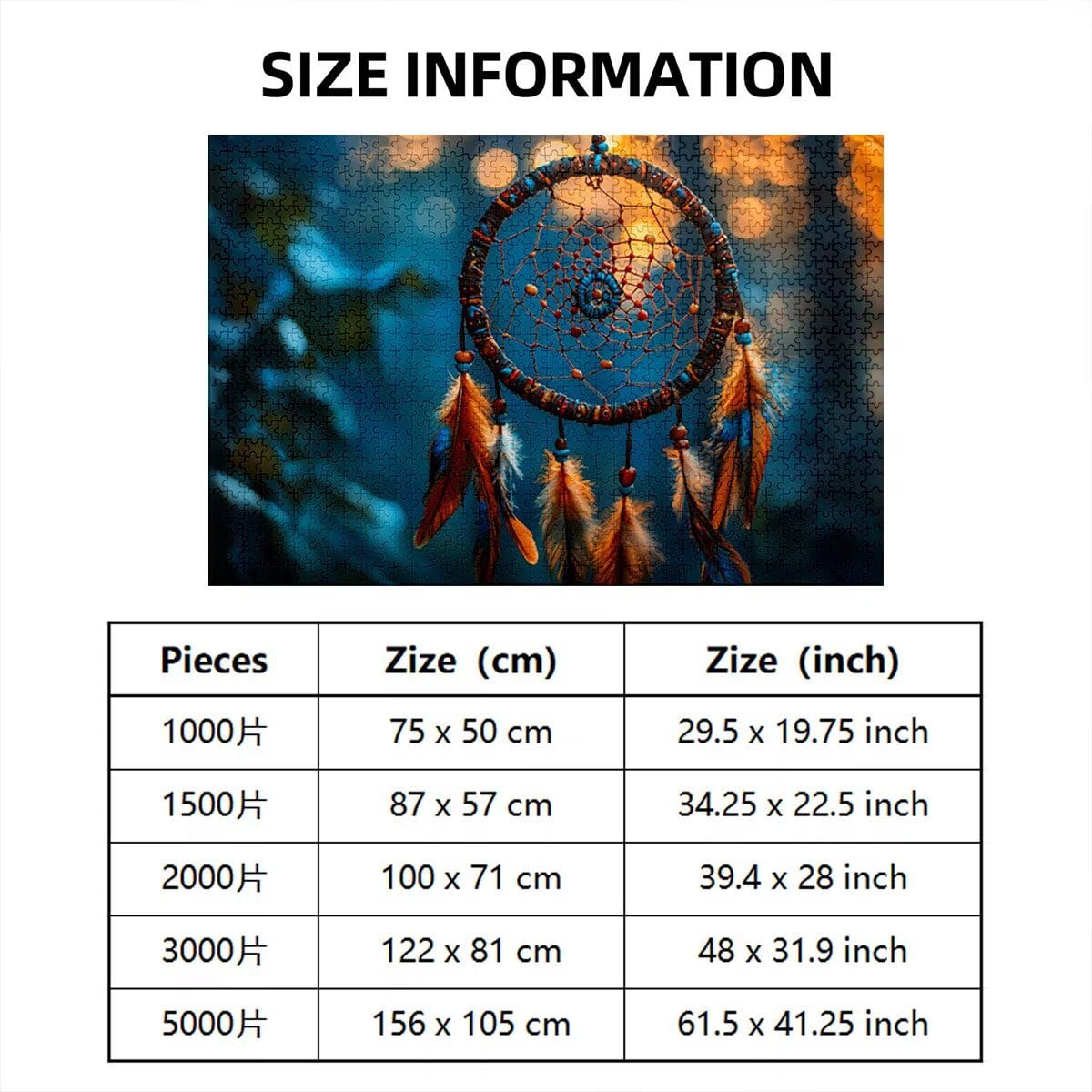 Puzzle 2000 sztuk dla dorosłych, motyw łowcy marzeń łowcy dla dorosłych, trudne drewniane łamigłówki, grube i trwałe drewno, wymagające łamanie głowy, Boże Narodzenie prezent dla kobiet, Motyw: pióro