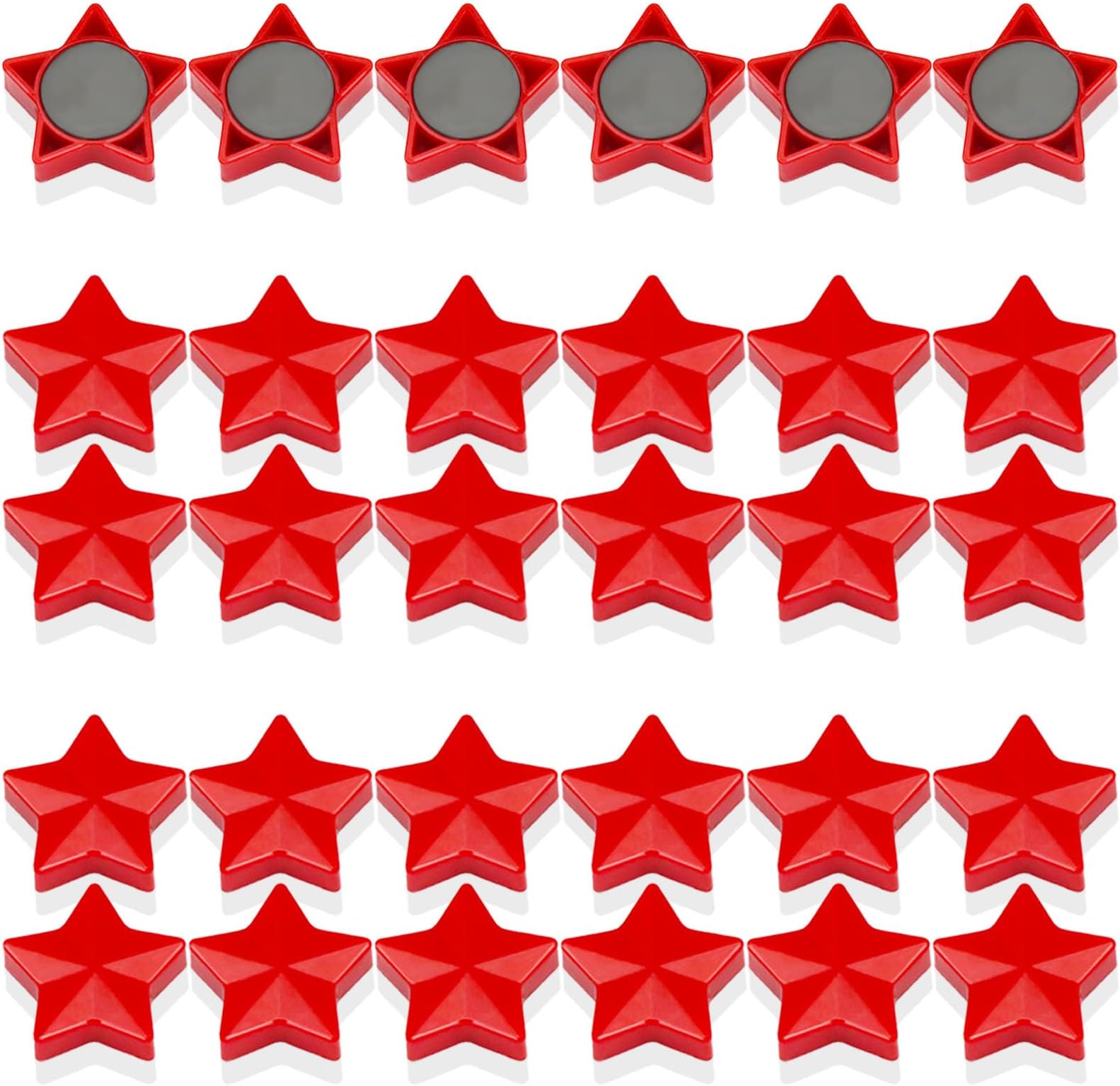 PYJLBX Magnets for Magnetic Board, Strong Magnets, Fridge Magnets, Fridge Magnets, Mini Magnets, Small Magnet, Whiteboard Magnets, Colourful Round Magnets (Starmagnet-Red-30 Pieces)