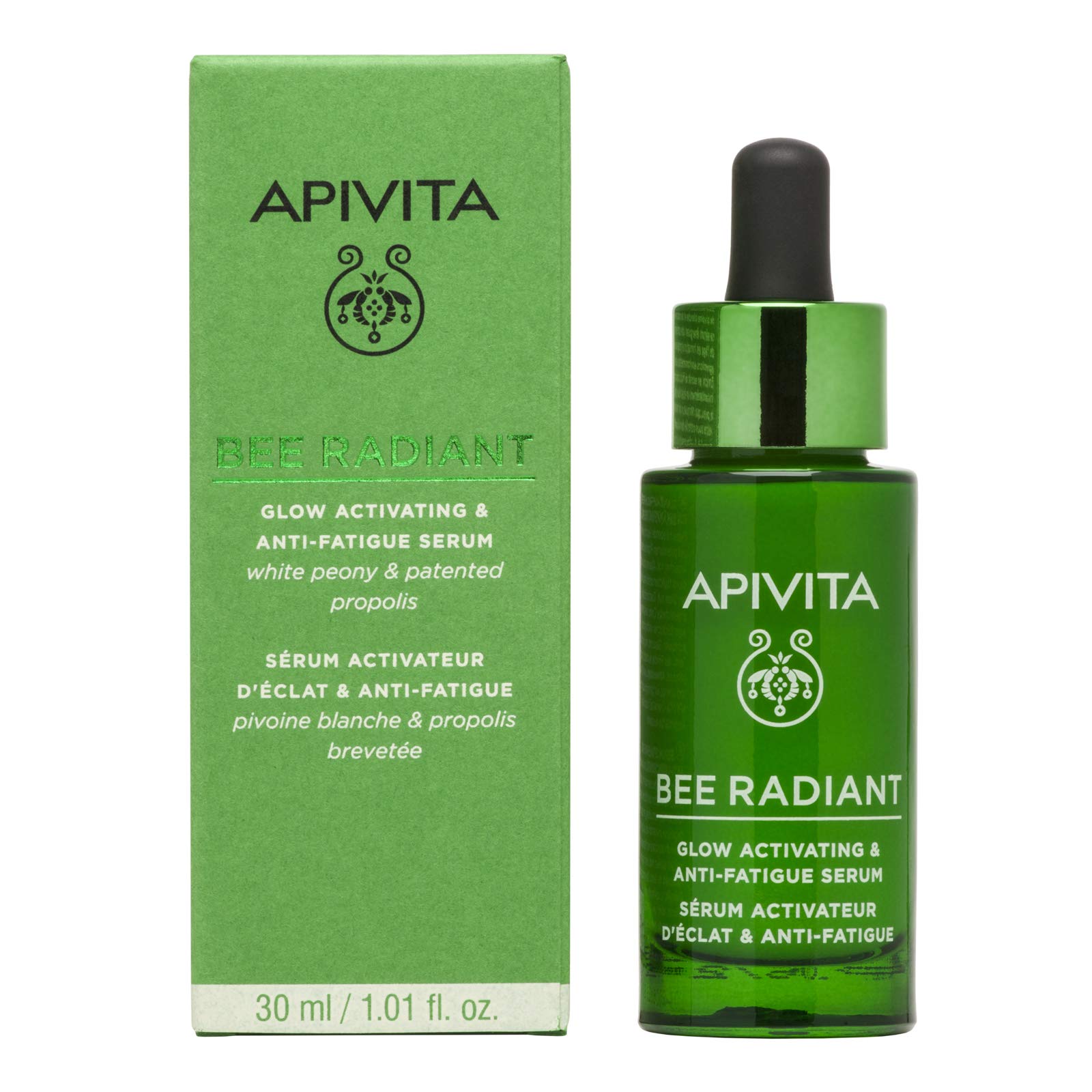 Apivita Bee Radiant Glow Activating & Anti-Fatigue Serum 30ml, Facial Serum with Propolis, White Peony & Dragon Fruit