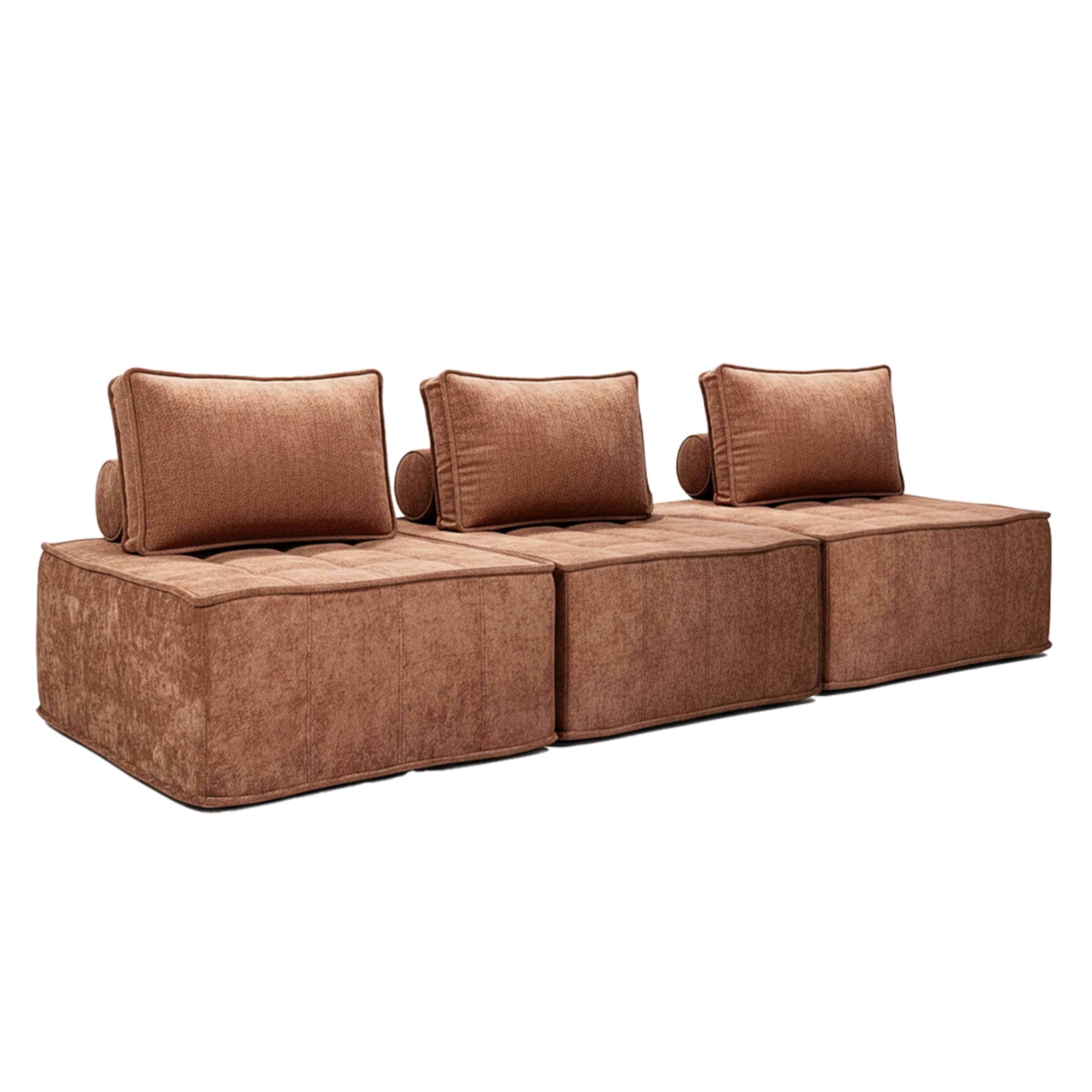 Oviala Tiby Modulares Sofa, 3-Sitzer, Stoff mit Kissen, Terrakotta, L 255 cm