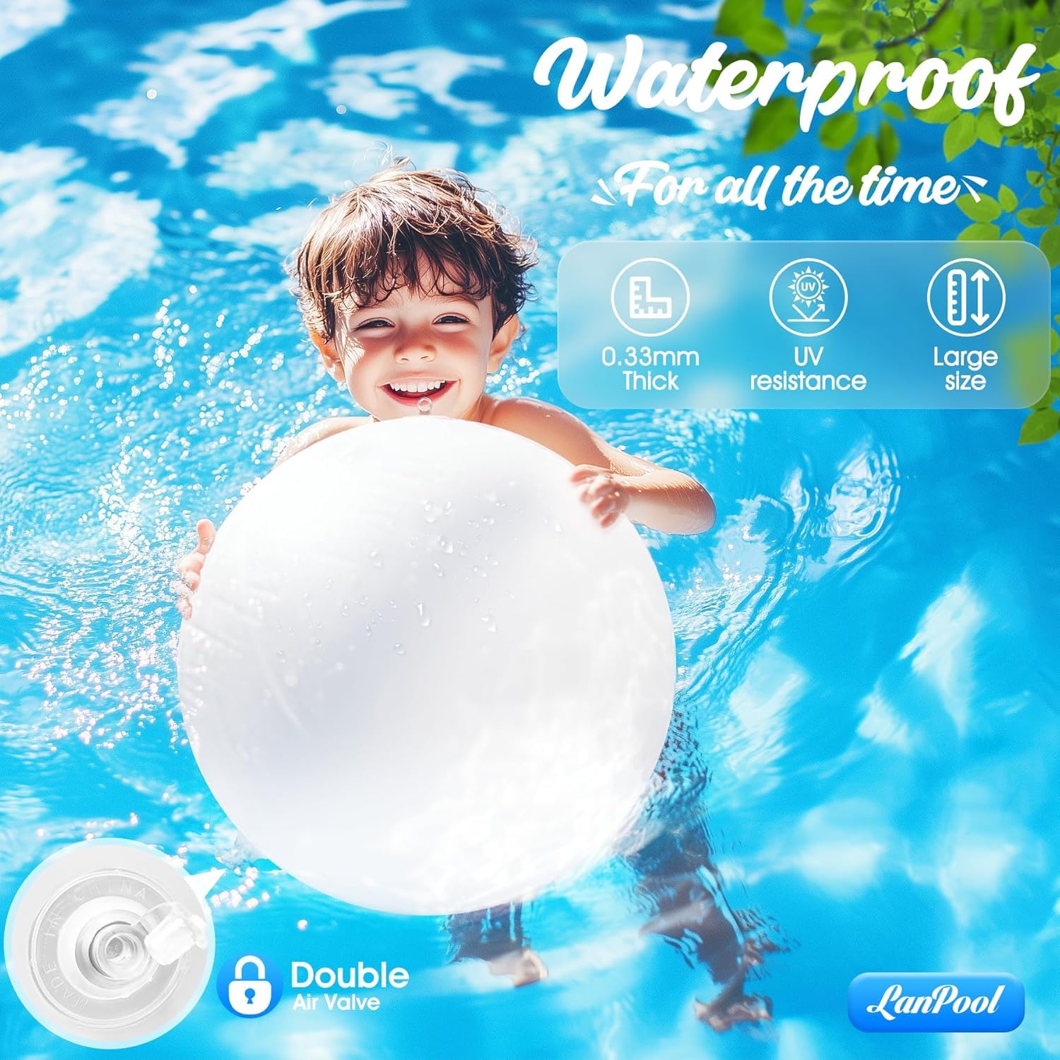 LanPool Schwimmende Pool-Lichter, 35,6 cm, solarbetriebenes Schwimmbad-Zubehör, große schwimmende Leuchtkugeln für Pool, Teich, Outdoor-Dekoration, 4 Stück