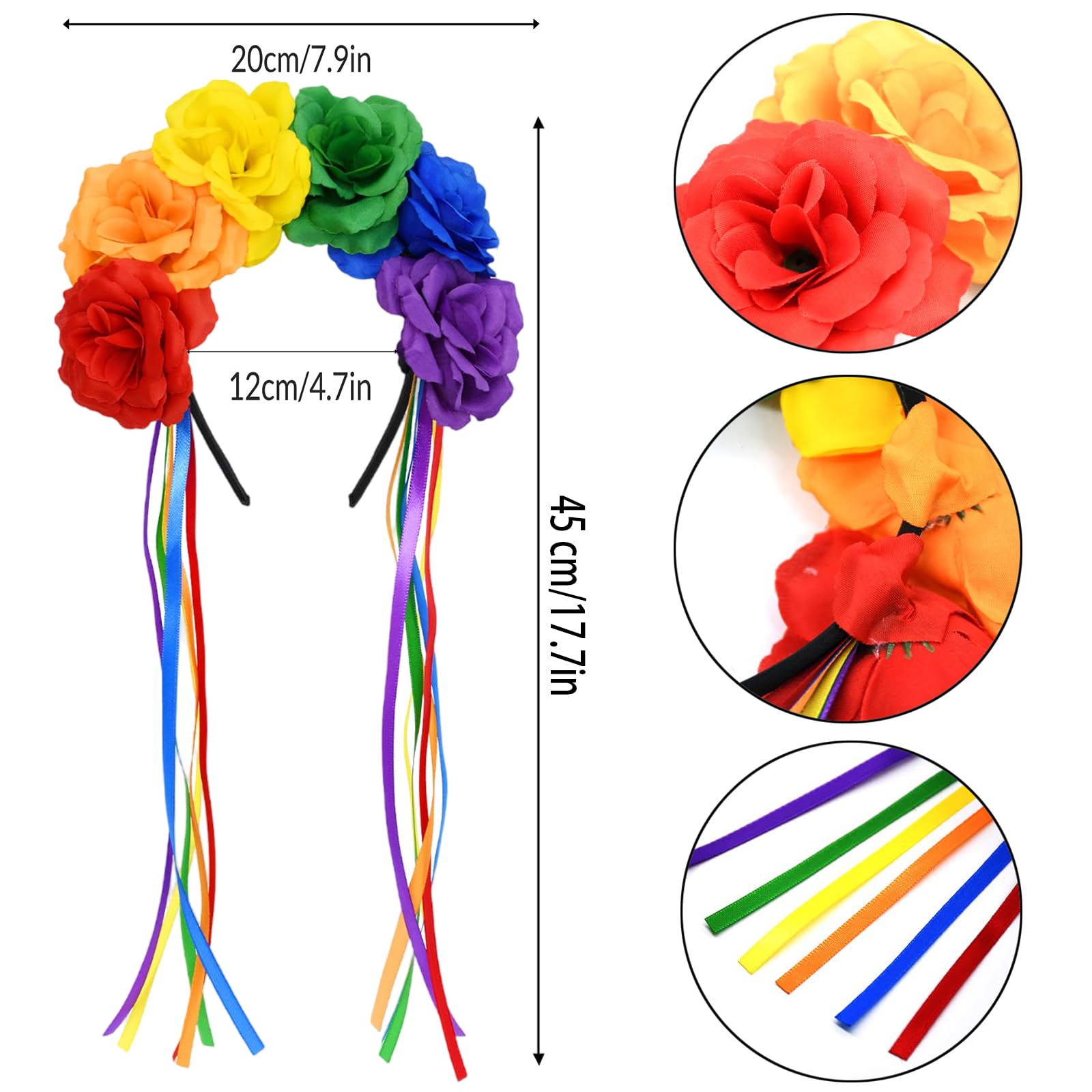 Amazon.com : Ncozwo 1 Pcs Pride Rainbow Rose Flower Headband  display picture 1