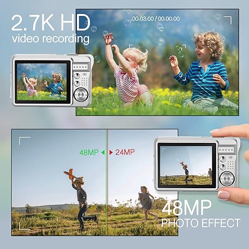 Miniatura 6 de Cámara digital 4k de 48 MP, cámaras para fotografía con tarjeta de 32 GB, cámara de vlogging con pantalla TFT de 2.7 pulgadas, zoom 8X compacto