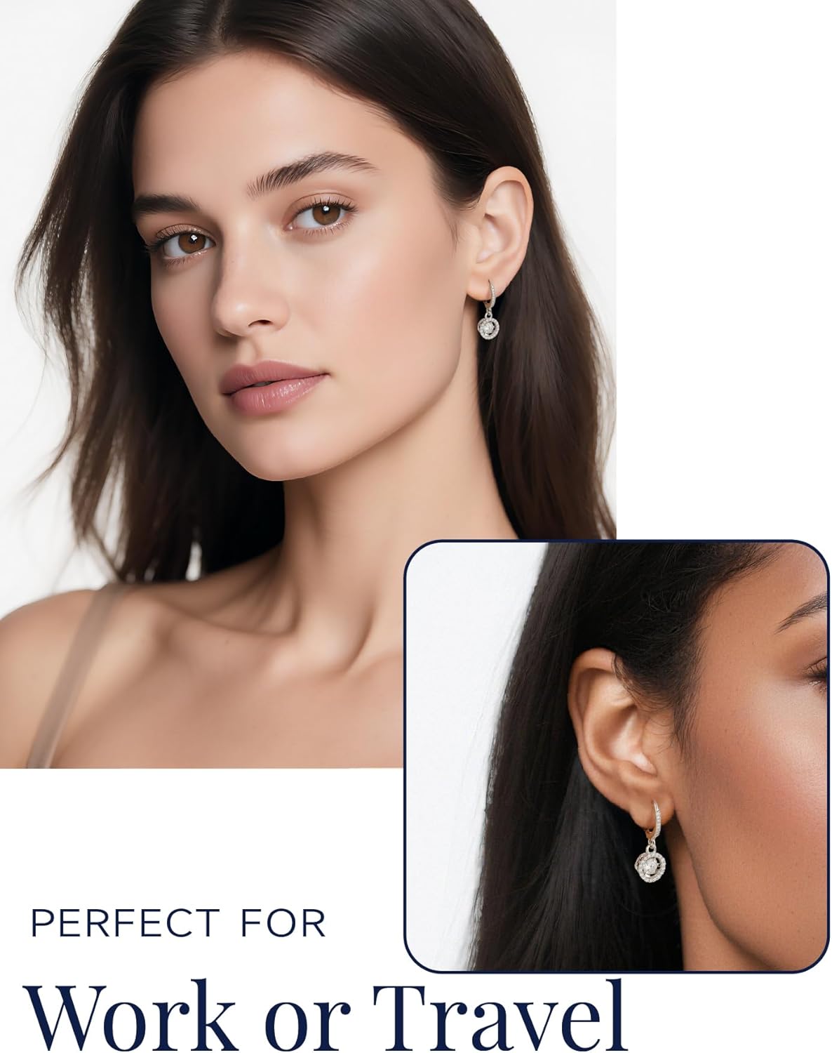 MomentWish Dangle Earrings for Women-925 Sterling Silver Moissanite Earring, Women's Gift for Valentine Birthday, D Color VVS1 Dancing Moissanite Hoops - Image 3