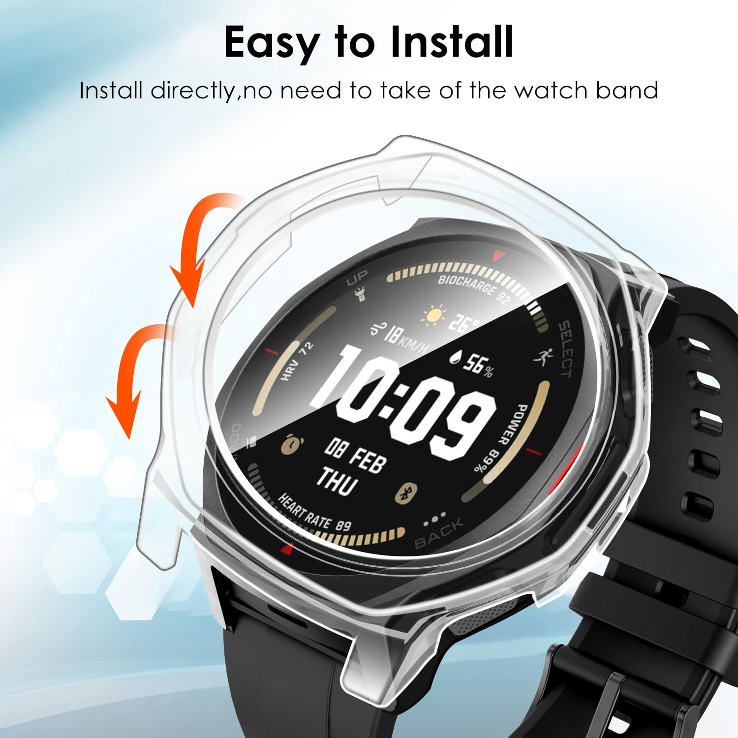 AISPORTS 2 Pezzi Custodia Protettiva Con Pellicola In Vetro Temperato Per Amazfit GTR 3 / GTR 3 Pro – Bumper PC Trasparente, Antigraffio, Antiurto - 5