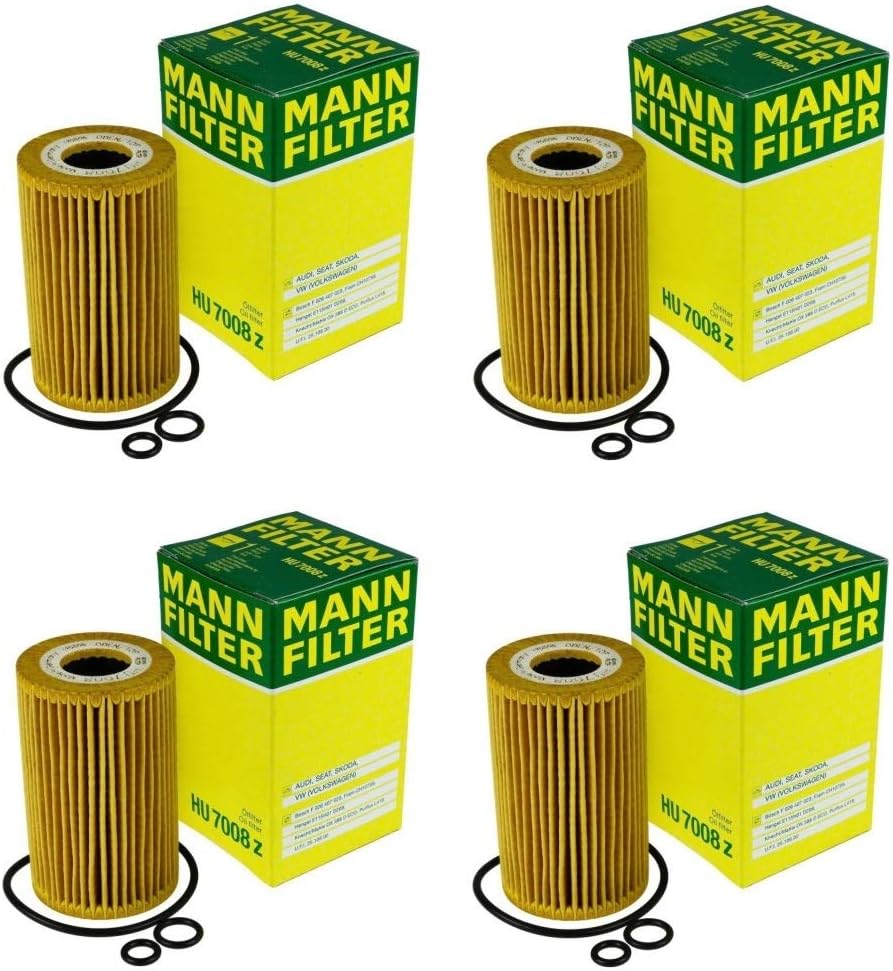 Set of 4 Engine Oil Filters O-Rings Mann HU7008Z For VW Passat 12-14 2.0L Diesel