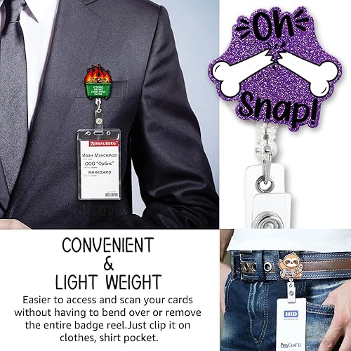 Miniatura 6 de Oh Snap - Soporte para carrete de insignia con clip de tiburón de metal, etiqueta de identificación de trabajo de laboratorio de hospital, regalo de