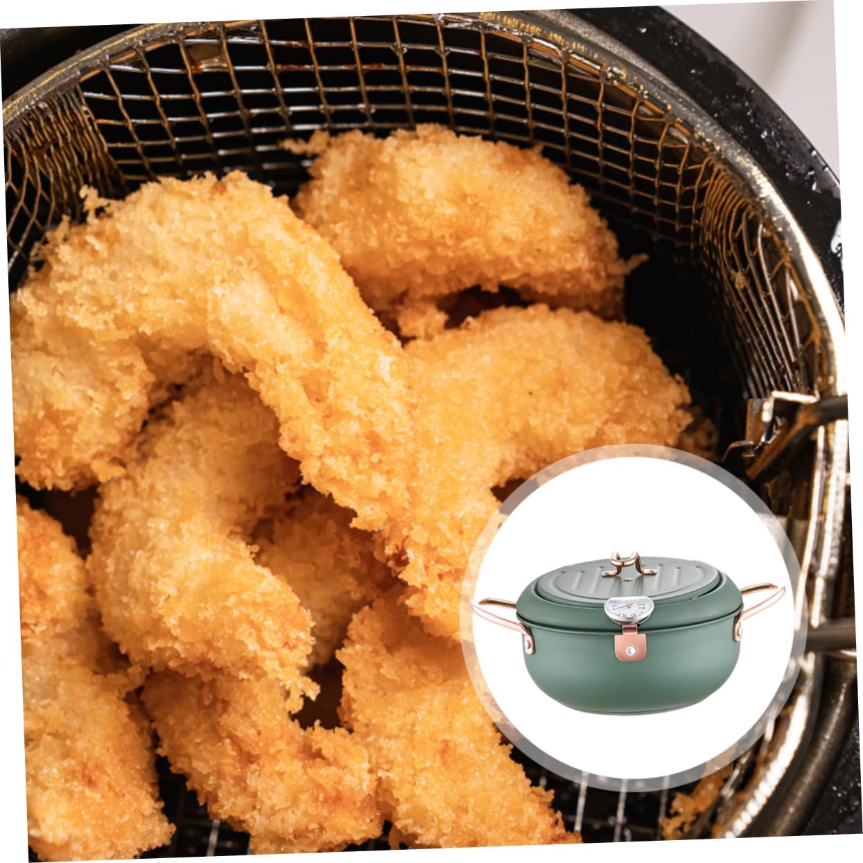 Japanese Tempura Stainless Steel Frying Pot Portable Deep Fryer with Splash Design and Efficient Heat for Home Kitchen Cooking