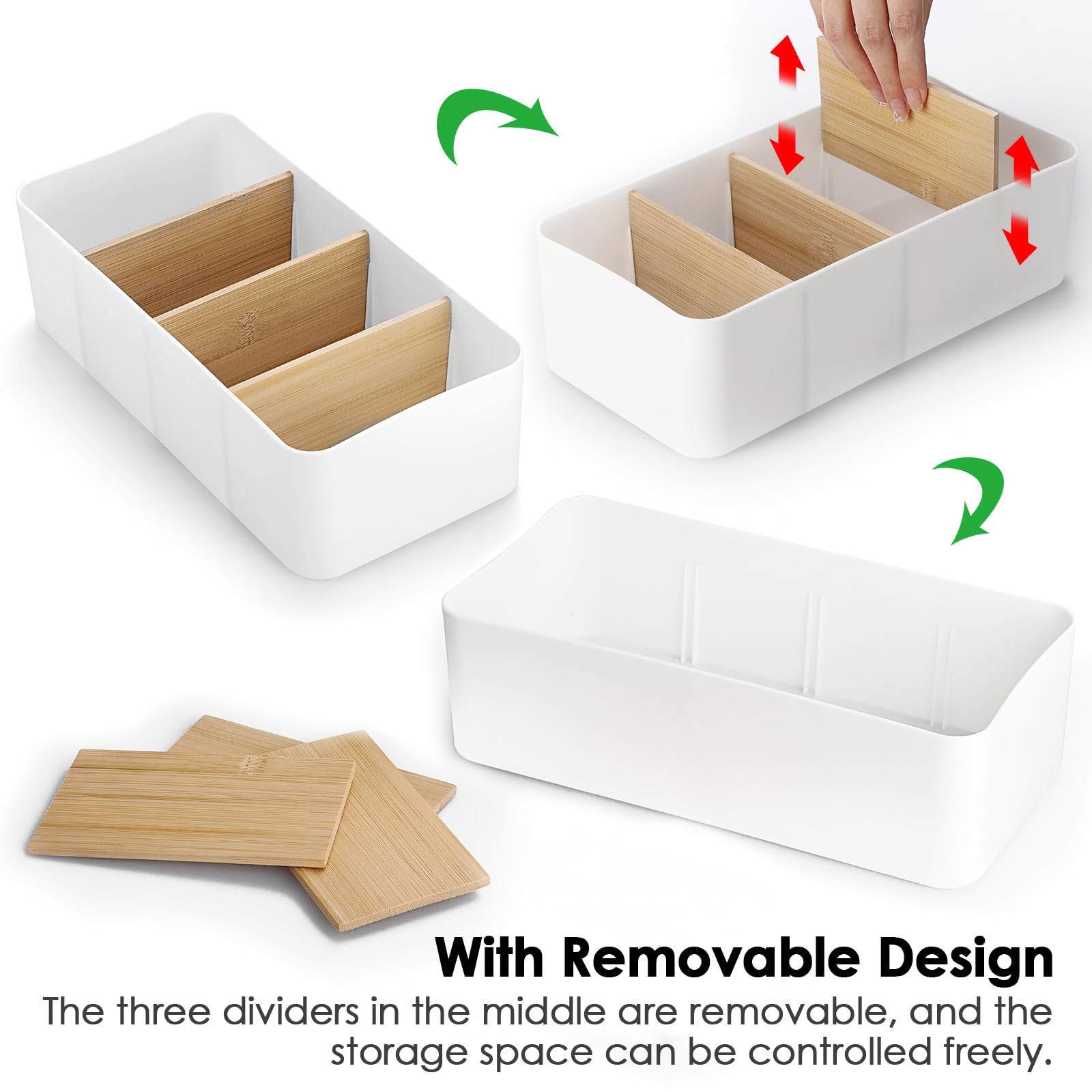 OGANAZI Plastic Seasoning Packet Organiser with 4 Compartments Seasoning Storage Bins Spice Packet Holder with Removable Bamboo Dividers for Kitchen Pantry - Image 3
