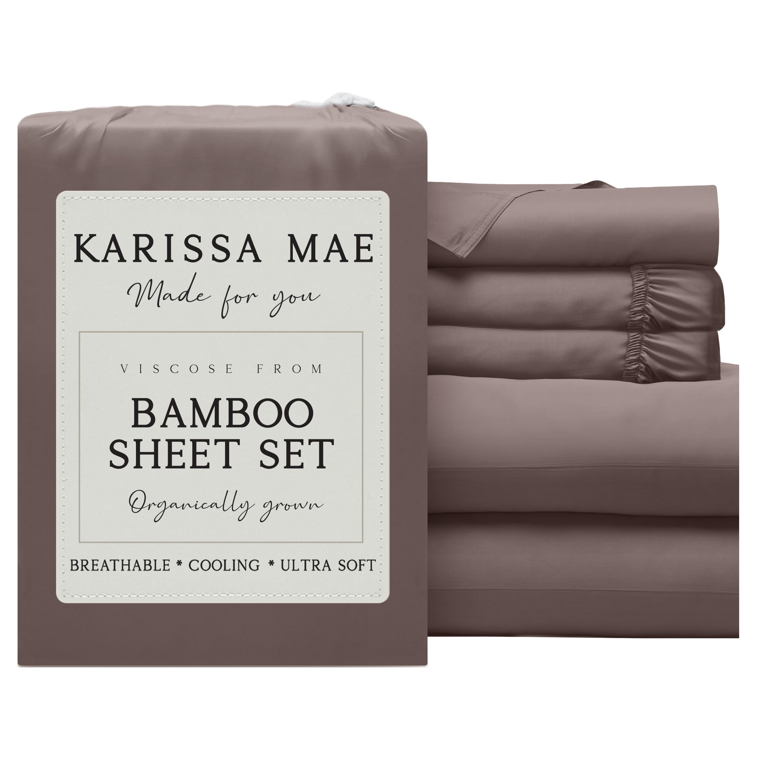 KARISSA MAE Luxury Bamboo Viscose Split King Size Sheet Set, FSC Certified