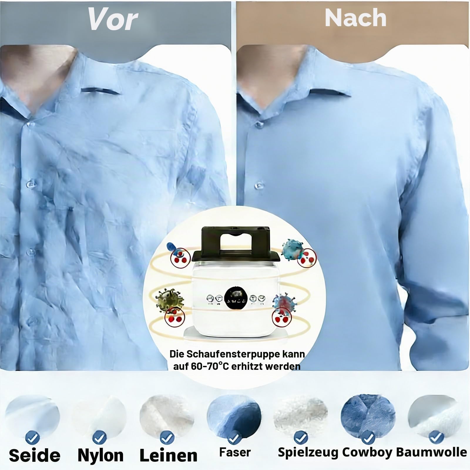 Bügelpuppe–Hemdenbügler & Bügelmaschine für Hemden,Blusen,T-Shirts,Hosen – Bügelautomat mit 3-in-1 Bügeln & Trocknen Funktionen – effiziente Bügelhilfe Upgraded