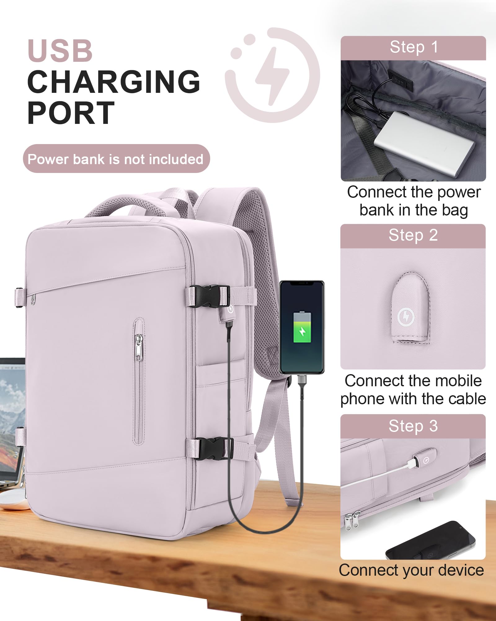 SZLX Borse da Cabina per Easyjet 45x36x20 Zaino da Viaggio aereo Bagaglio a Mano Zaino Ryanair 40x20x25 con porta USB zaino Borsa da Viaggio Impermeabile donna zaino per Computer Casual Daypack