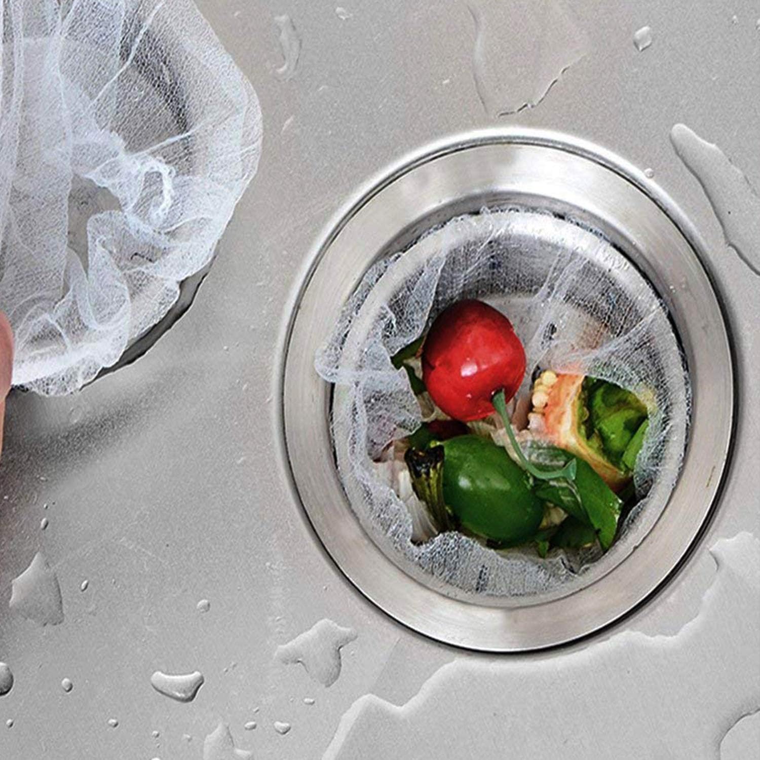 Sink Strainer Bags Disposable Sink Garbage Bags for Kitchen or Bathroom Sink 100 Pcs.
