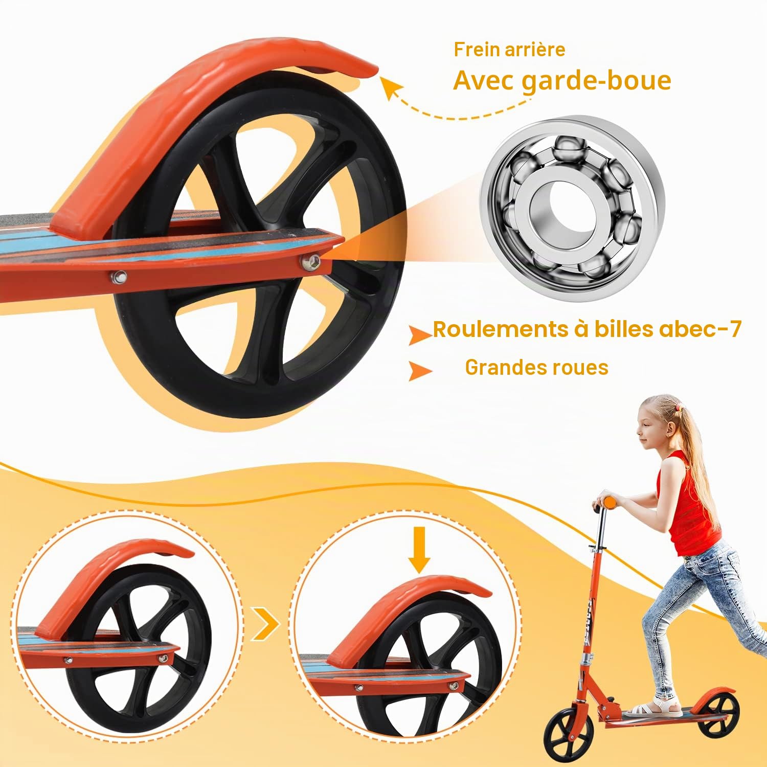 Sonnewelt Trotinette Enfant,Guidon Ajustable,avec bandoulière réglable,jusqu'à 100 kg,Construction Durable,Amortisseur ShockResist Frein