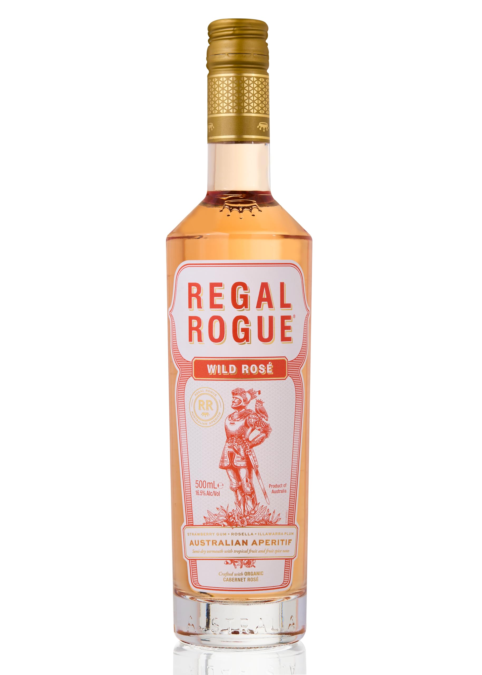 Regal Rogue Wild Rosé Vermouth, 50 cl, A delicious spritz or aperitif, Hand Crafted Aromatic Fortified Wine Australian Aperitif with tropical fruit and fruit spice notes, Reduced Sugar, Single Bottle