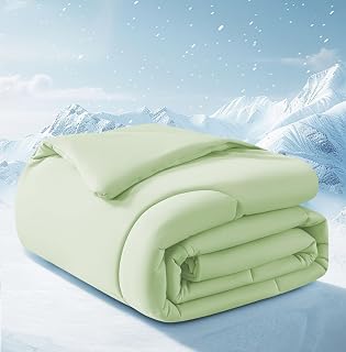 Cooling Comforter Full/Queen Size, All Season Blanket for Hot Sleepers, Lightweight Comforter for Night Sweats, Double-Sided Cooling Bedding for Bed, Sofa, Office, Camping (Sage Green,90"*90")