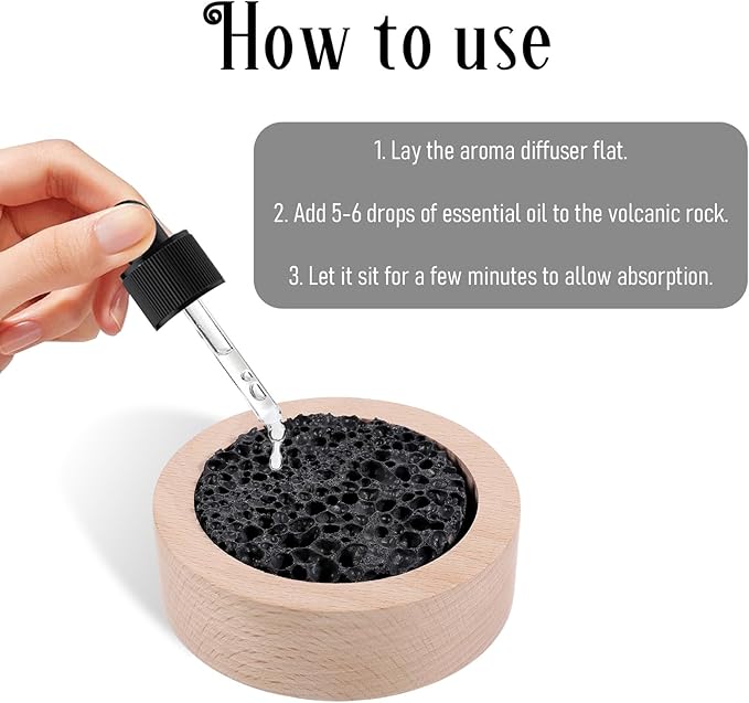 Difusor de Aceites Esenciales Pasivo de Roca con Base de Madera miniatura 4