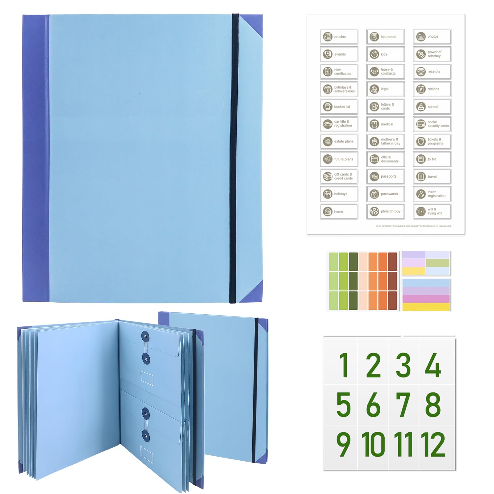Important Papers Document Life Binder,Folder,Organizer Folio. in Case I Go Missing Binder,for Important Papers, Emergency Binder, Birth Document Binder Organizer,Passports, and Letters(Blue)