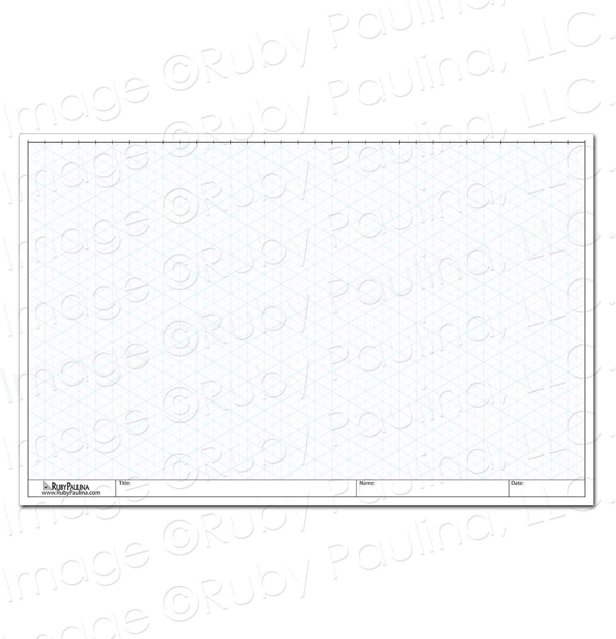 Ruby Paulina 11x17 Isometric Grid Paper, 100 Loose Leaf Tabloid Size Sheets. Fade-Out Blue Ink, 30/60/90 Degree Angles. Ideal for CAD Drafting, 3D Sketching, Engineering, and Art