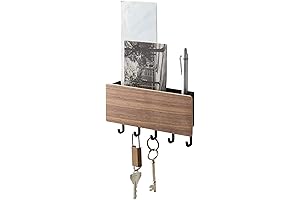 Yamazaki Home Rin Magnetic Wall Organizer - Key Hooks & Tray for Storage