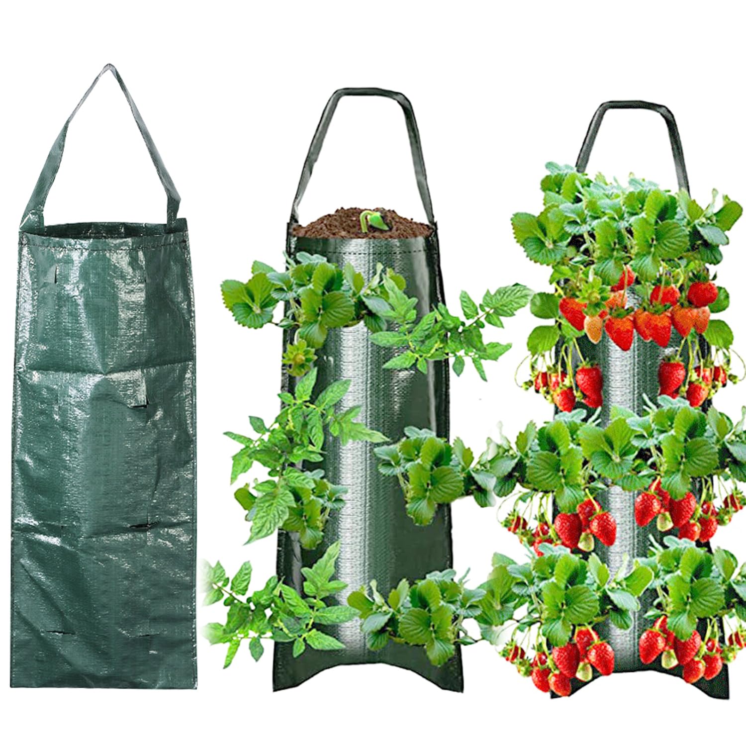 YEZIDE 3Pcs Hanging Grow Bags, Flower Strawberry Planter Bags