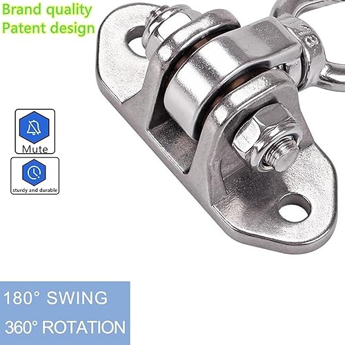 Miniatura 4 de Colgador de columpio resistente de acero inoxidable 304 antideslizante, capacidad de 2000 libras, columpio silencioso de 180, juego de columpio para