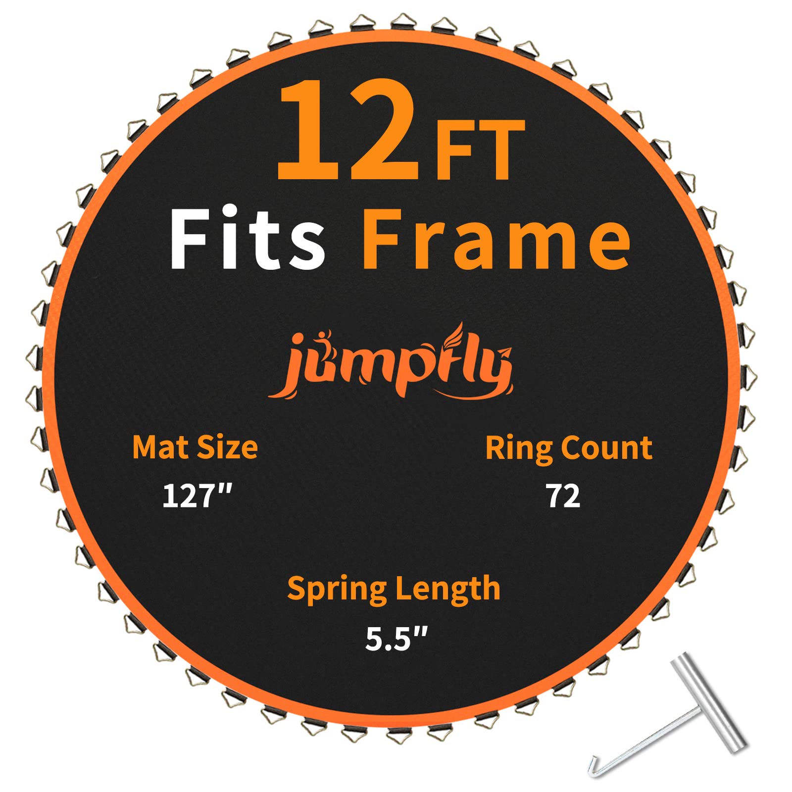 jumpfly Replacement Trampoline Mat - Fits 8FT/10FT/12FT/14 FT Frames with 88-108 V-Rings, Using 5.5-7" Springs Premium Trampoline Mat