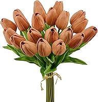 Vista 32 de Mandy's - 20 flores artificiales de seda de tulipán azul claro de 13.5 pulgadas para Año Nuevo, primavera, Día de la Madre, Pascua, Día de San