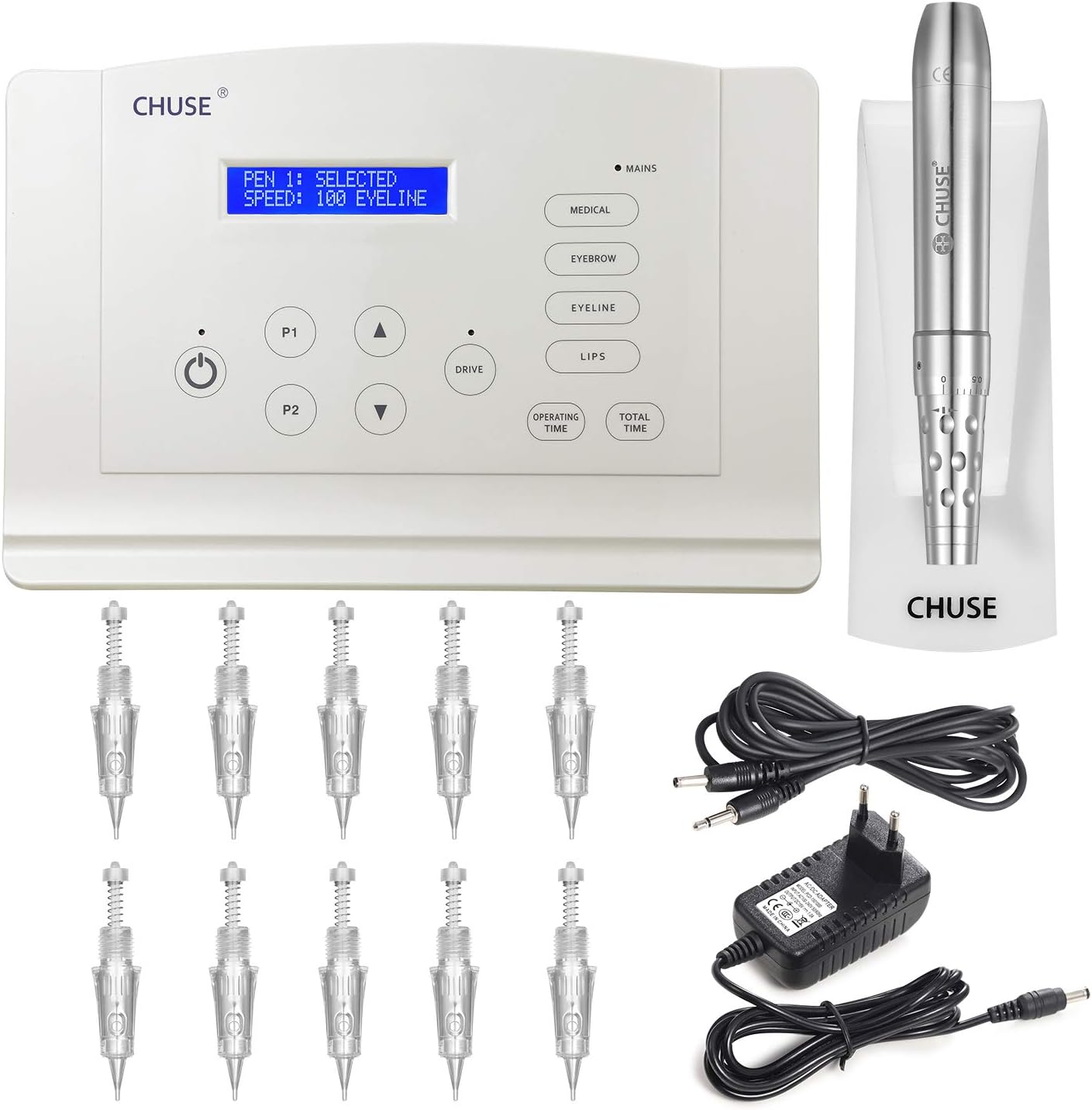 CHUSE C18 Pro Permanent Makeup PMU Tattoo Microblading Machine Kit Supplies for Eyebrow Eyeliner Lips