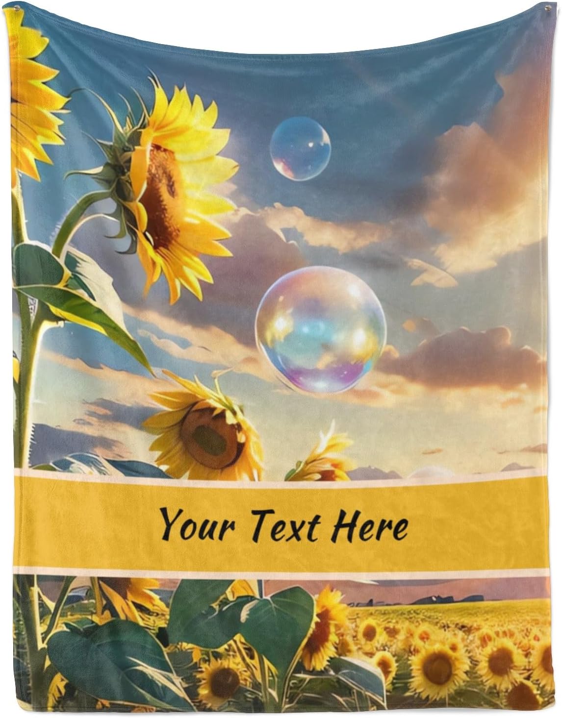 Custom Sunflower Blankets and Throws, Customized Blanket with Name for Girl Women, Soft and Comfortable, 40"" x 50""