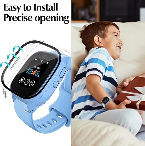 Miniatura 4 de Paquete de 2 fundas protectoras para Verizon Gizmo Watch 3, protector de pantalla de policarbonato duro, protector de pantalla de vidrio templado