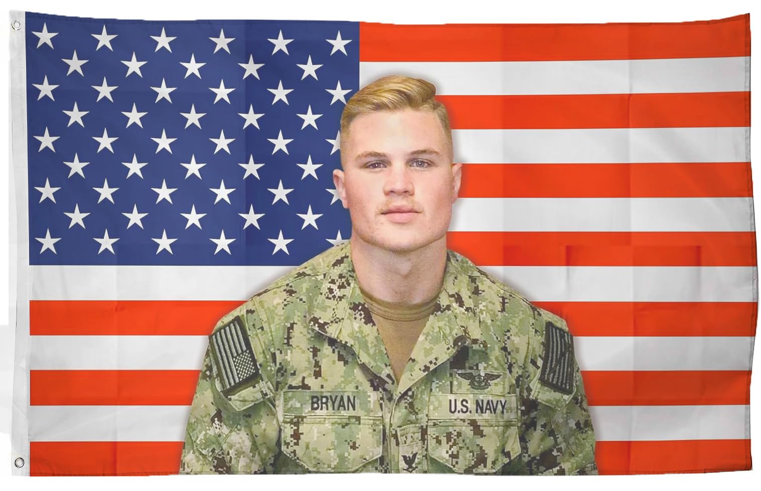 MBBESTZach USA Flag 3x5 Ft Double Stitched Polyester Fabric with 2 Brass Grommets, Bryan Uniform American Tapestry Banner Party College Dorm Bedroom Wall Decor