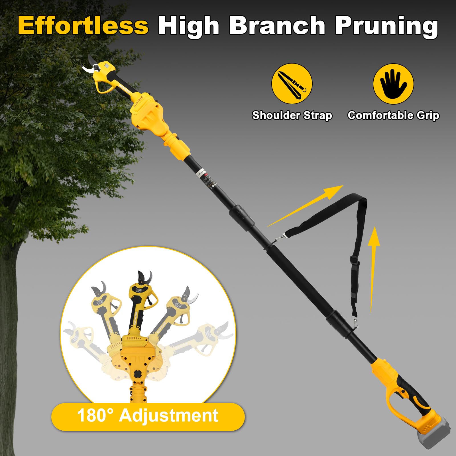 Panthem Cesoie telescopica a batteria 2 in 1, cesoie da giardino elettriche compatibili con Dewalt 18V 20V, portata massima fino a 4,1 m, apertura di taglio 43 mm, motore brushless (senza batteria e