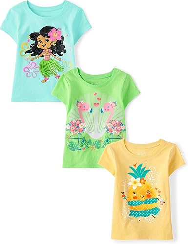 Miniatura 5 de The Childrens Place Camiseta gráfica de manga corta para niñas pequeñas paquete de 3 Vibras atrevidasamor amorpequeño a cargo