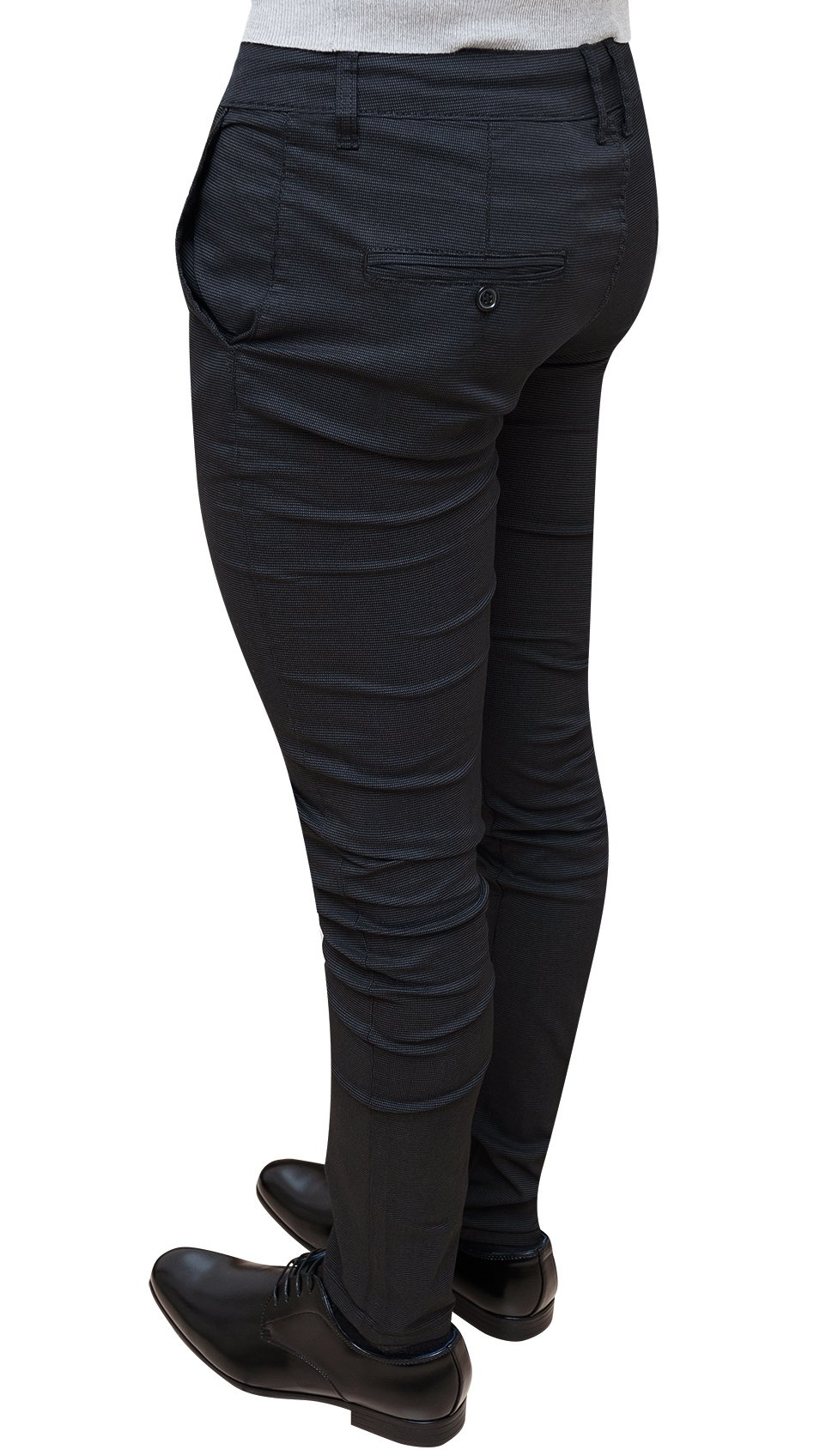 Pantaloni Uomo sartoriali Nero in Micro Fantasia Casual Elegante Slim Fit Aderenti in Cotone