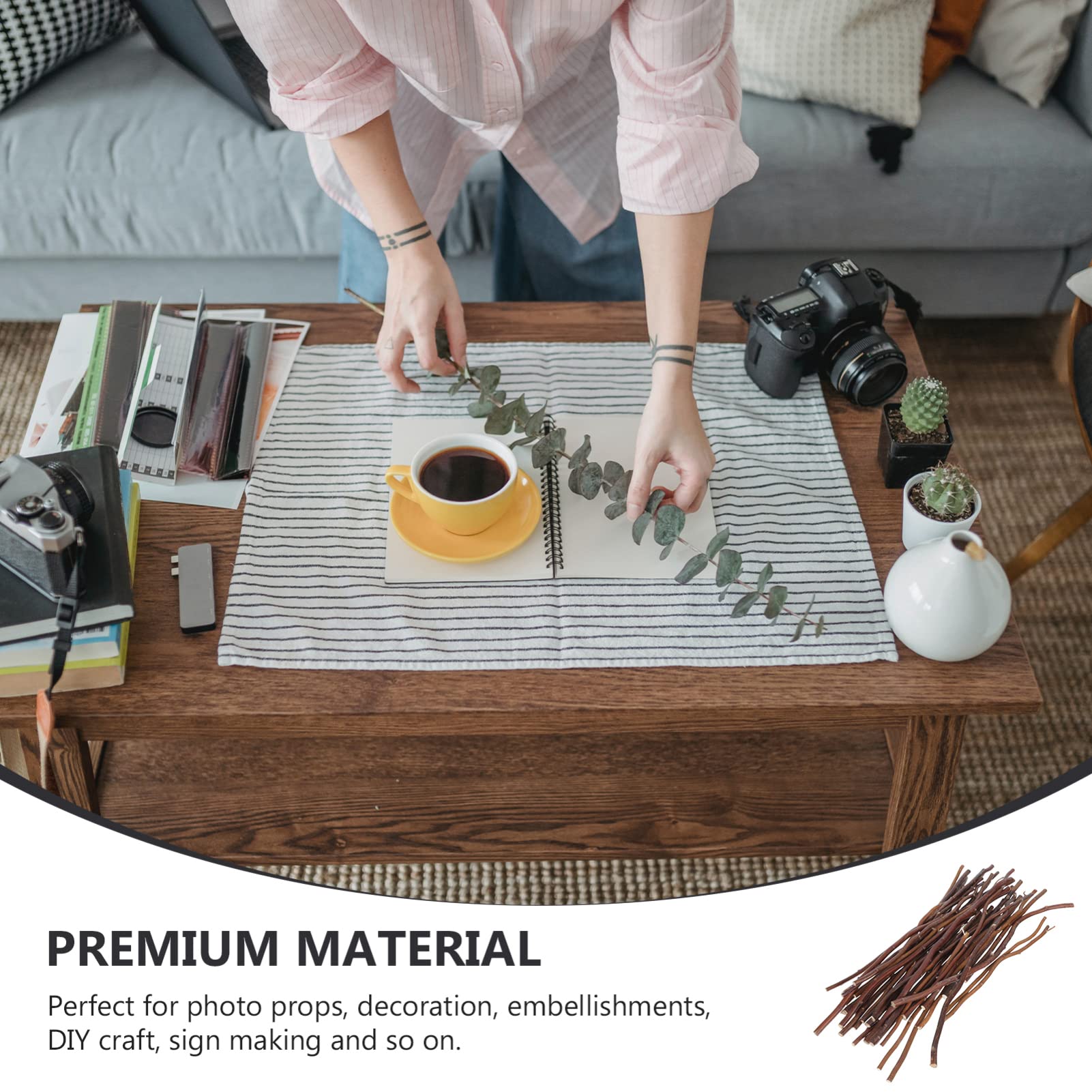 NUOBESTY 7 Set Ramo Decorazioni Cameretta Decorazione Natale Accessori Per Diy Materiali Per Diorami Telaio Jumbo Decorazioni in Bastoncini Di Legno Fornitura Fai Da Te Coffee 40 Pezzi * 7