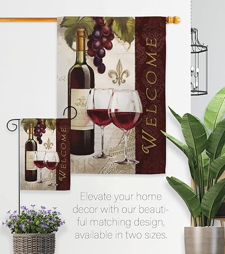 Miniatura 8 de Breeze Decor Bandera de bienvenida para jardín, bebidas, vino, bebida, frutas, queso, sangría, rosa blanca, roja, postre, decoración de casa, cartel