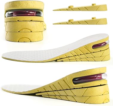 Height Increase Insole 3-Layer Air Cushion Heel Insert Lift Shoes Insole for Men and Women Invisible Elevator Adjustable Insoles