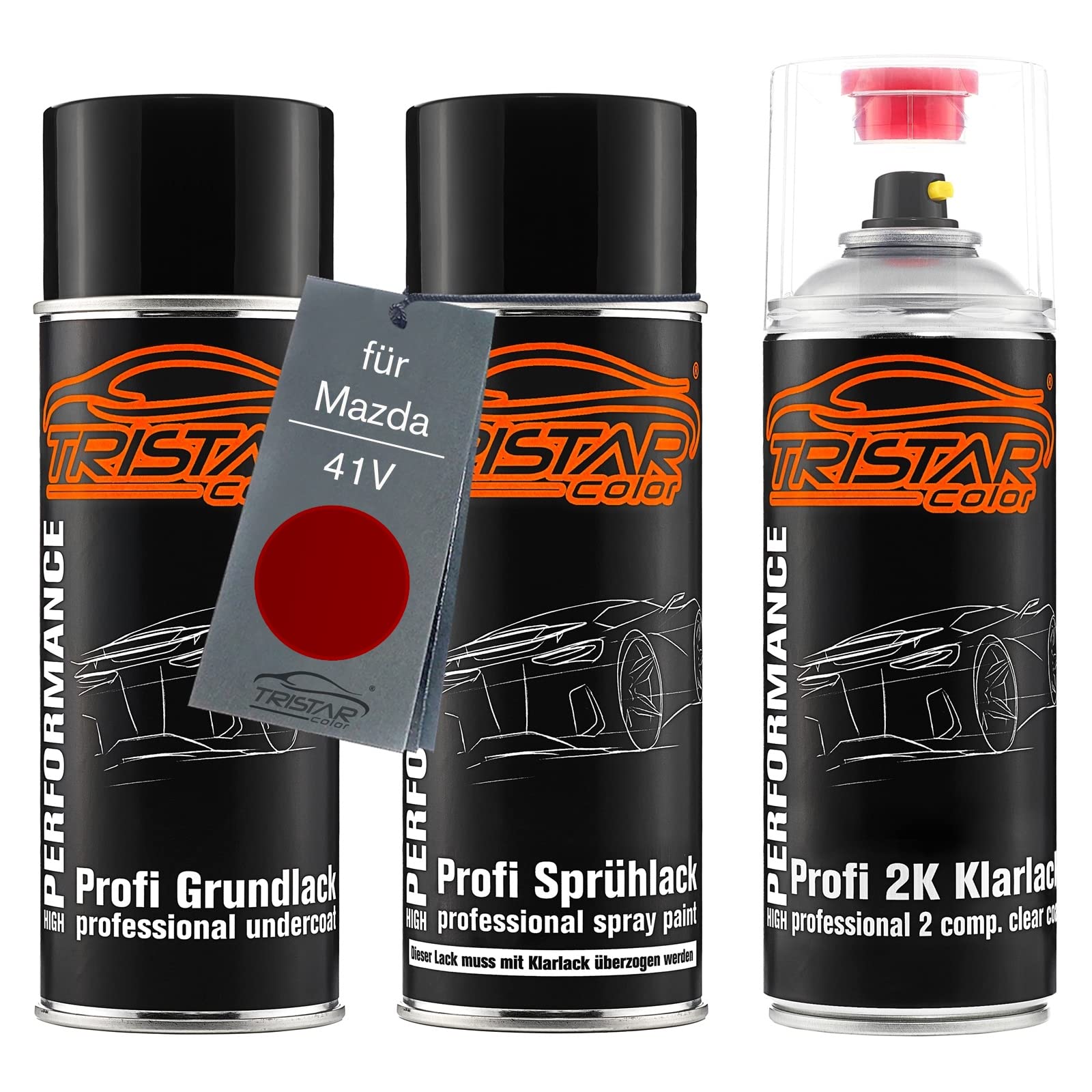 TRISTARcolor Autolack Set Spraydosen für Mazda 41V Soul Red Metallic +2K