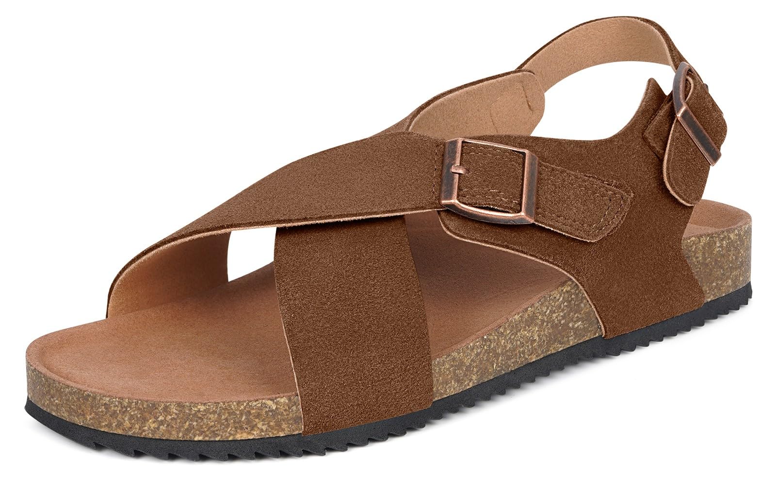 Dokela Sandalen Damen Mit Kork Fußbett Sandale Sommer Bequem Pantoletten aus Leder Elegant Fußgewölbestütze 36-42